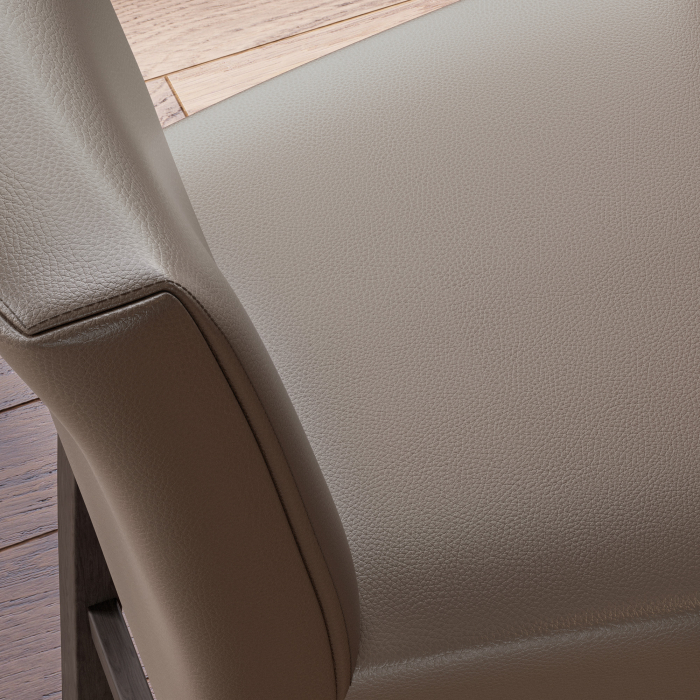 TAYLOR | Gastro Barhocker | Leder | Holz | Taupe/Grau/Braun | mit Lehne
