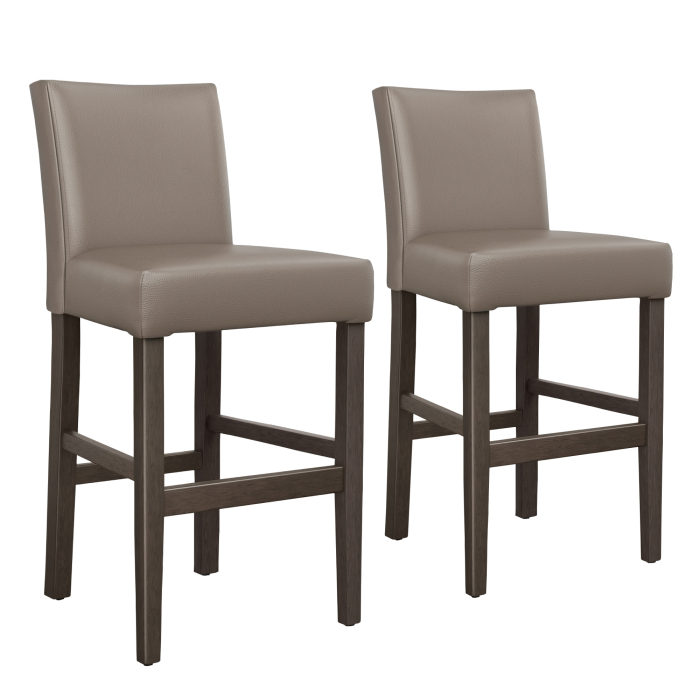 TAYLOR | Gastro Barhocker | Leder | Holz | Taupe/Grau/Braun | mit Lehne
