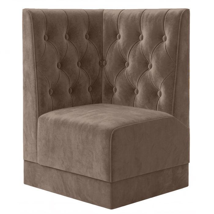 Meyer S | Gastro hjørnebænk | B:H 64 x 120 cm | Taupe | Chesterfield | Fløjl
