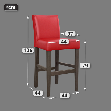 TAYLOR | Barkruk Bekleed | Leer | Hout | Rood | Met rugleuning