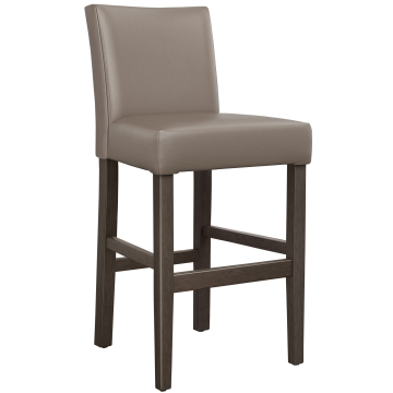 TAYLOR | Gastro Barhocker | Leder | Holz | Taupe/Grau/Braun | mit Lehne