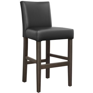 TAYLOR | Sgabello da bar imbottito | Pelle | Legno | Nero | Con schienale