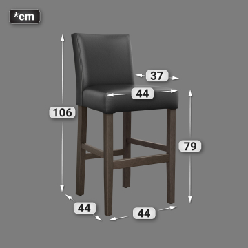 TAYLOR | Upholstered Bar Stool | Leather | Wood | Black | with backrest