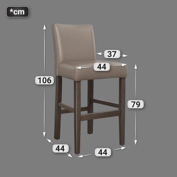 TAYLOR | Upholstered Bar Stool | Leather | Wood | Taupe/Grey/Brown | with backrest