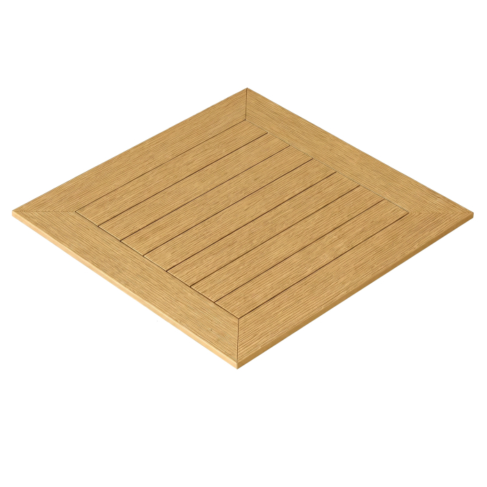 TEAK | Bistro Außen Tischplatte | Polyholz | 70 x 70 x 1,5 cm | Eiche | Quadratisch