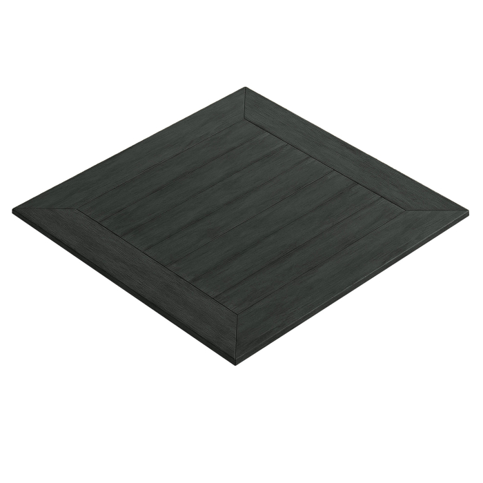 TEAK | Bistro Außen Tischplatte | Polyholz | 80 x 80 x 1,5 cm | Schwarz | Quadratisch
