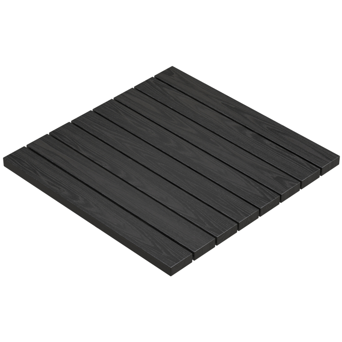 TECA | Mesa exterior bistró con tablero en diseño de teca | Madera de abeto | 70 x 70 x 3,5 cm | Negro | Cuadrada