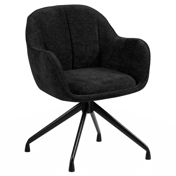 Teodora | Silla de hotel | Negra | Tela/Textil | Base giratoria