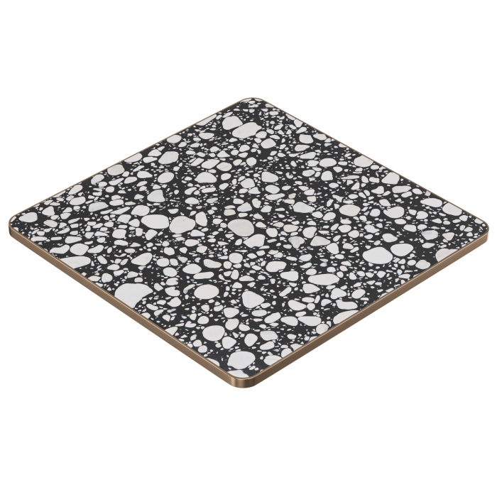 TERRAZZO | Gastro Terrazzo Tabletop | 80 x 80 x 2.7 cm | Black Terrazzo | Square