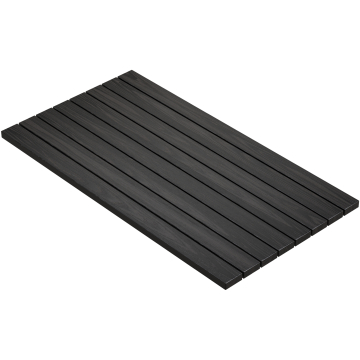 TEAK | Bistro Außen Tischplatte im Teak Design | Fichte Holz | 200 x 100 x 3,5cm | Schwarz | Rechteckig