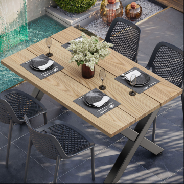 TEAK DESIGN | Bistro stół zewnętrzny | Drewno świerkowe | 120 x 70 x 3,5 cm | Dąb | Prostokątny