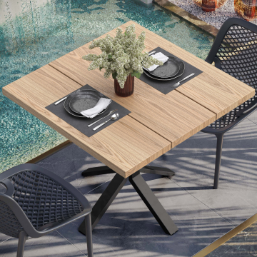DESIGN TEAK | Stół bistro na zewnątrz | Drewno świerkowe | 70 x 70 x 3,5 cm | Dąb | Kwadratowy
