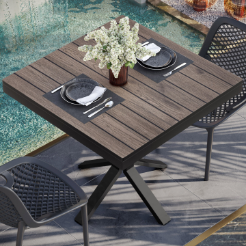 TEAK STAL | Gastro CDF Buitentafelblad | 70 x 70 x 4,2 cm | Licht Wengé | Vierkant
