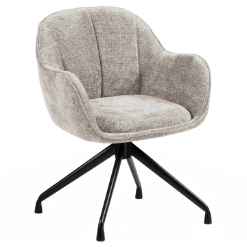 Teodora | Hotelstol | Beige | Stof/Tekstil | Drejebase