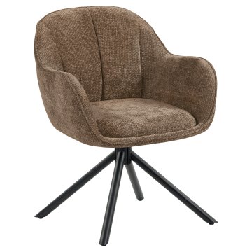 Teodora | Silla de hotel | Marrón oscuro | Tela/Textil | Base giratoria