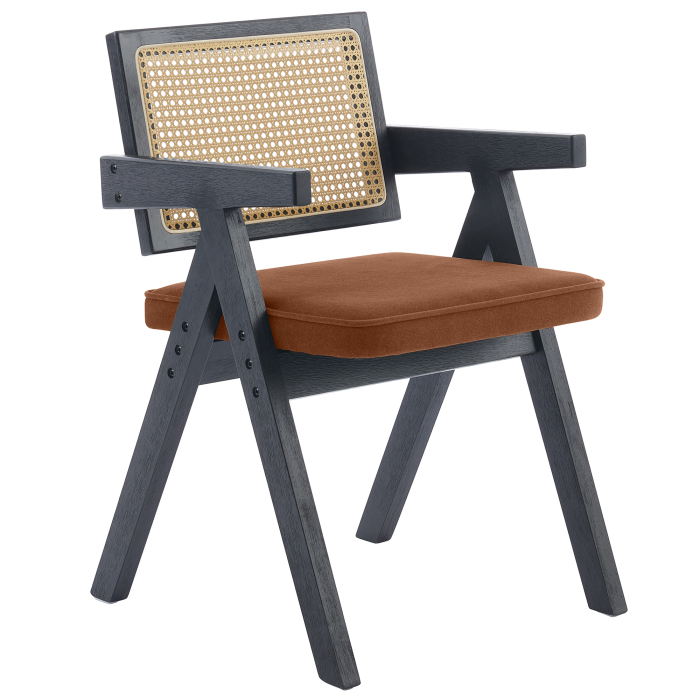 Thalia | Bistro Chair | Red Bronze | Velvet | Rattan Oak