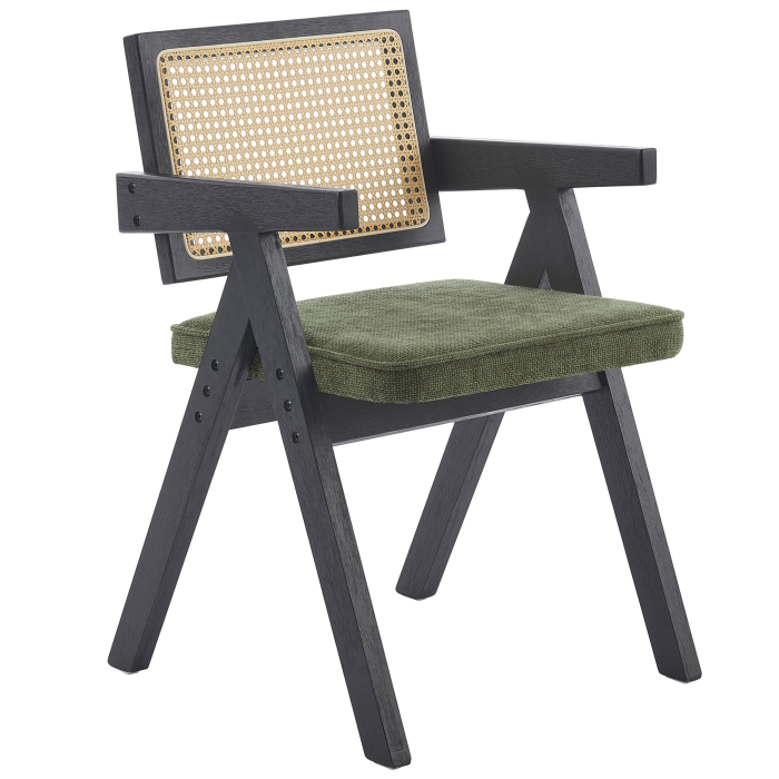 Thalia | Bistro Chair | Green | Fabric/Textile | Rattan Oak