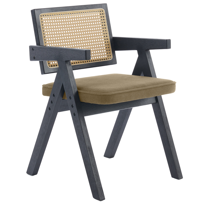 Thalia | Silla de bistró | Taupe | Terciopelo | Roble ratán