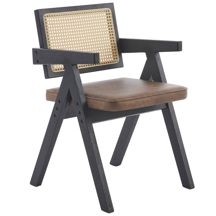 Thalia | Bistro Stuhl | Braun | Leder | Rattan Eiche