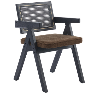 Thalia | Bistro Chair | Brown | Fabric/Textile | Black Rattan