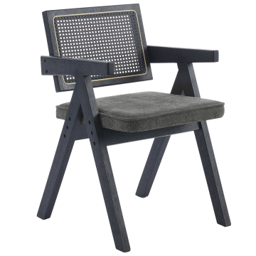Thalia | Bistro Chair | Gray | Fabric/Textile | Black Rattan