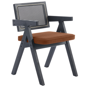 Thalia | Bistro Chair | Red Bronze | Velvet | Black Rattan