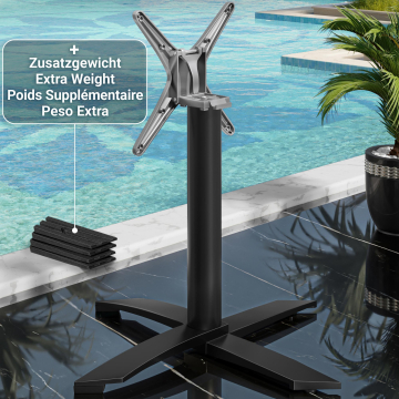 THIAGO | Base per tavolo da ristorante | Alluminio nero | 4 piedi: Ø 60 cm | Colonna 6 x 73 cm | Pieghevole + peso aggiuntivo