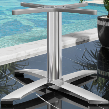 THIAGO | Bistro Lounge Tischgestell | 4 Fuß | Fuß: Ø 60 cm | Säule: 6 x 37 cm | Alu