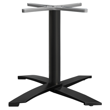 THIAGO | Bistro Tischgestell | Alu Schwarz | 4 Fuß: Ø 60 cm | Säule 7,6 x 75 cm | Schwarz