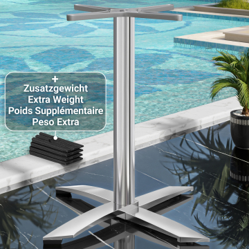 THIAGO | Hoge Tafel Onderstel | Alu | 4 voet: Ø 60 cm | Kolom 6 x 106 cm | Extra gewicht