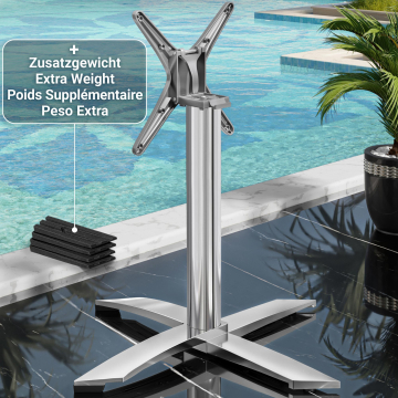 THIAGO | Pied de table restaurant | 4 Pieds | Pied : Ø 60 cm | Colonne : 6 x 73 cm | Aluminium / Pliable