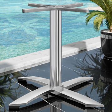 THIAGO | Struttura tavolo bistrot | 4 gambe | Base: Ø 60 cm | Colonna: 6 x 73 cm | Alluminio