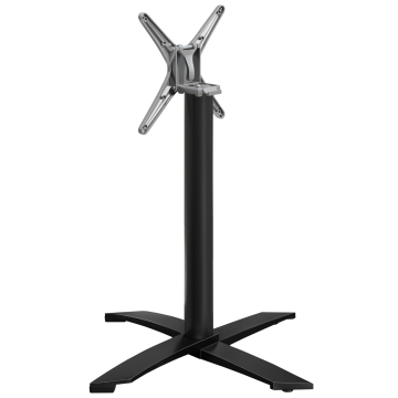 THIAGO | Understel til højt cafébord | Aluminium sort | 4 fod: Ø 60 cm | Søjle 6 x 106 cm | Sammenklappelig + ekstra vægt