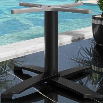 THIAGO | Bistro Loungetafelonderstel | Aluminium Zwart | 4 Poten: Ø 60 cm | Kolom 6 x 37 cm | Zwart