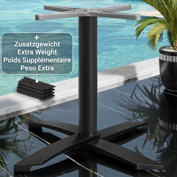 THIAGO | Restaurant Tafelonderstel | Aluminium zwart | 4 voet: Ø 60 cm | Kolom 6 x 73 cm | Zwart