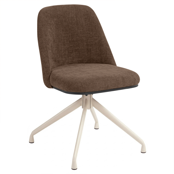 TINA | Hotel Stuhl | Textil/Stoff | Braun | Gestell: Weiß | Drehfunktion