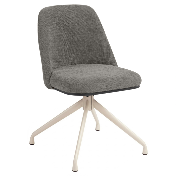 TINA | Hotel Stuhl | Textil/Stoff | Grau | Gestell: Weiß | Drehfunktion