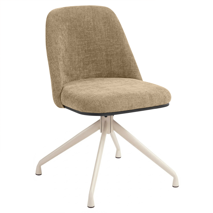 TINA | Hotel Stuhl | Textil/Stoff | Taupe | Gestell: Weiß | Drehfunktion