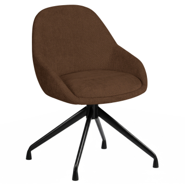 Chaise d'hôtel Tia | Marron foncé | Tissu | Piètement pivotant