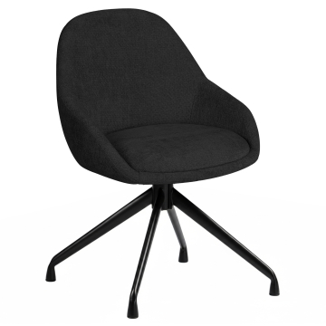 Tia | Hotelstoel | Zwart | Stof/Textiel | Draaivoet