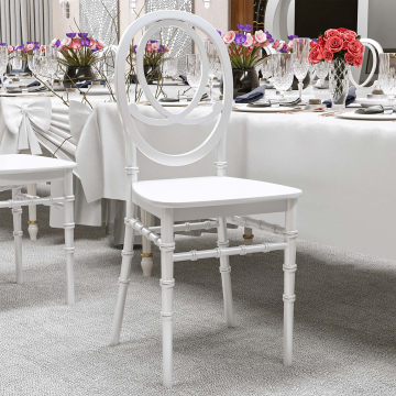 TIFFANY CLASSIC | Chaise de mariage + Coussin d'assise | Blanc | Plastique | Empilable