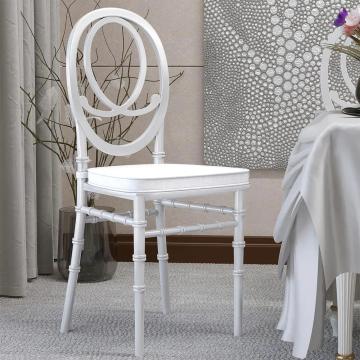 TIFFANY CLASSIC | SET de 14 chaises | Chaise de mariage + coussin | Blanc | Plastique | Empilable