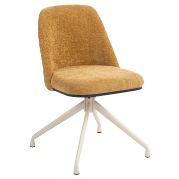 TINA | Hotel Stuhl | Textil/Stoff | Honig Braun | Gestell: Weiß | Drehfunktion