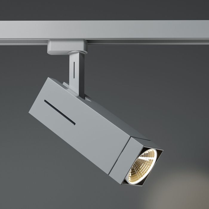 TORONTO | Spot per binario LED | Grigio chiaro | 20W / 2700K | Bianco caldo | 3 fasi