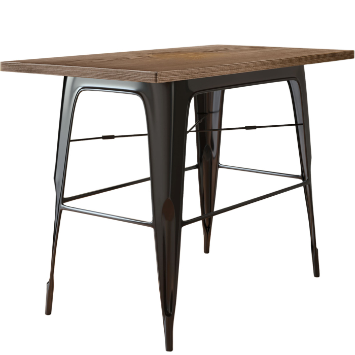CALIFORNIA | Tolix Stil Stehtabel | B:T:H 120 x 60 x 106 cm | Wenge & Sort | Firkantet CALIFORNIA | Tolix Stil Stehtabel | B:T:H 120 x 60 x 106 cm | Wenge & Sort | Firkantet