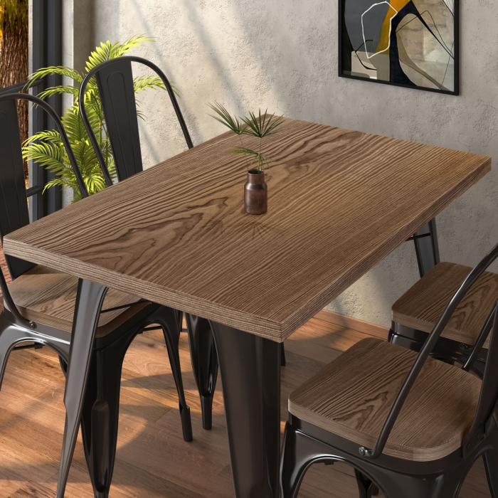 CALIFORNIA | Tolix Stil Stehtabel | B:T:H 120 x 60 x 106 cm | Wenge & Sort | Firkantet CALIFORNIA | Tolix Stil Stehtabel | B:T:H 120 x 60 x 106 cm | Wenge & Sort | Firkantet