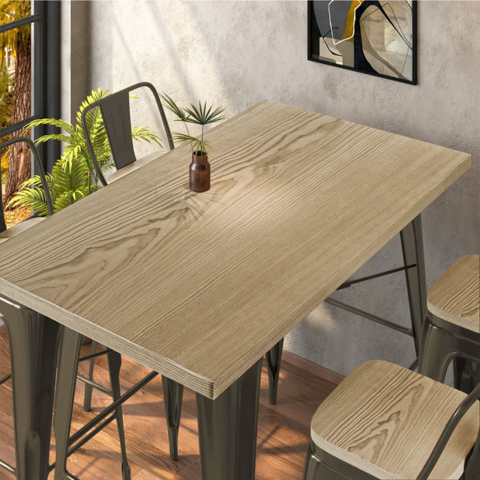 CALIFORNIA | Tolix Stil Stehtisch | B:T:H 120 x 70 x 106 cm | Eiche & Rost | Rechteckig