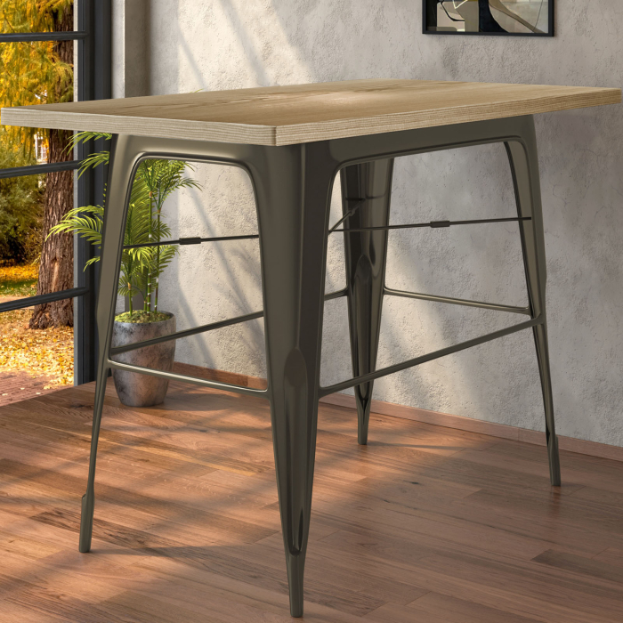 CALIFORNIA | Tolix Stil Stehtisch | B:T:H 120 x 70 x 106 cm | Eiche & Rost | Rechteckig