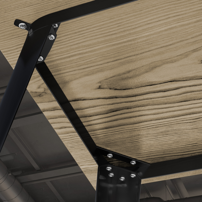 CALIFORNIA | Mesa alta estilo Tolix | B:T:H 60 x 60 x 106 cm | Roble y negro | Cuadrada