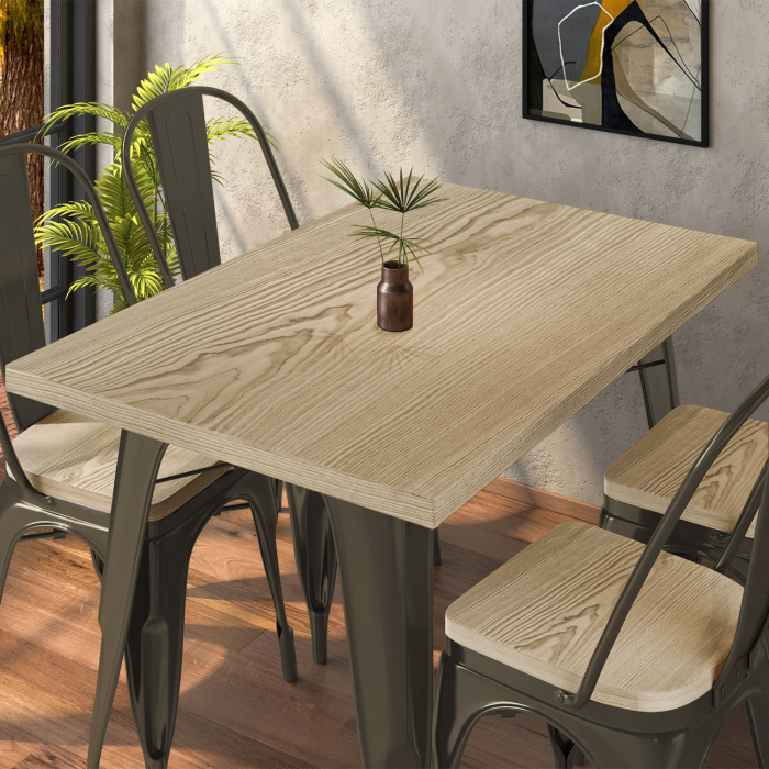 CALIFORNIA | Stół w stylu Tolix | Wymiary: 120 x 60 x 78 cm | Dąb i rdza | Prostokątny